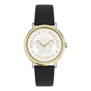 Versace V-Dollar Leather Watch Two Tone Womens